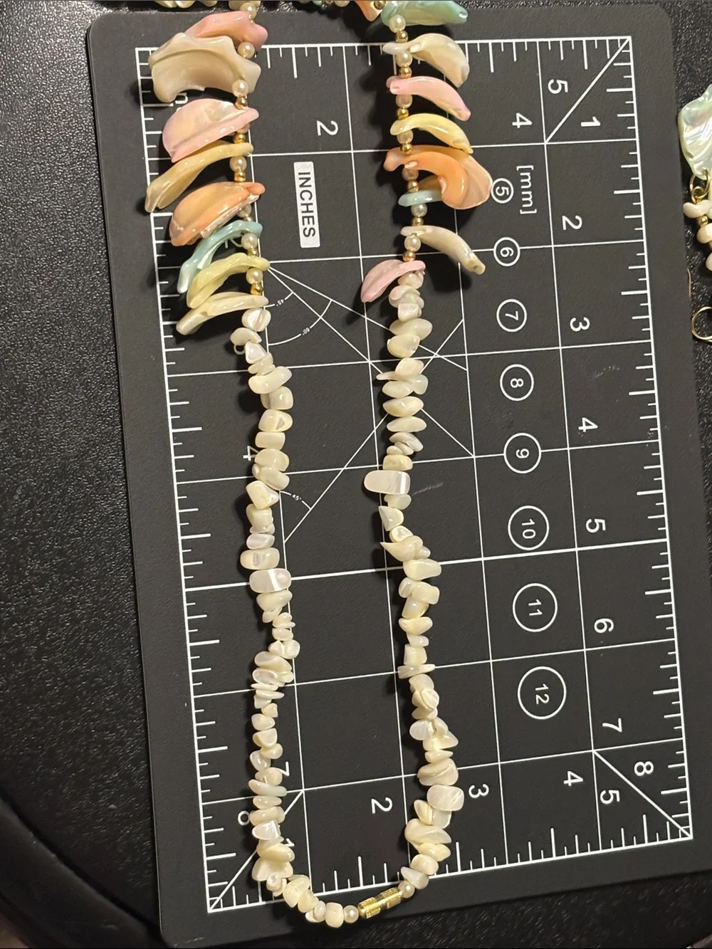Pastel‎ Shell Drop Necklace and Earrings Cream and Multicolor MOP Chip Necklace